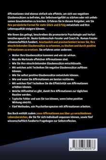 Ein Text beschreibt ein Buch über Affirmationen zur Steigerung von Glück und Erfolg, mit wissenschaftlichen Methoden.