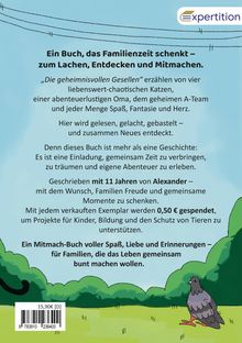 Ein Buch voller Familienzeit, Spaß und Abenteuer mit Katzen, einer Oma und dem A-Team. Preis: 15,90€. Bild: Wiese und Taube.