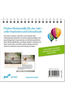 "Positive Denkanstöße für das Jahr – voller Inspiration und Lebensfreude." Zwei bunte Heißluftballons rechts.