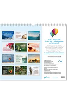 Positive Denkanstöße für das Jahr – voller Inspiration und Lebensfreude. Großes Kalenderblatt mit Naturmotiven.