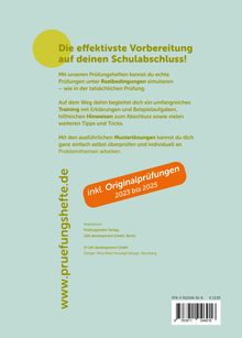 Eine hellblaue Seite mit gelbem Text: „Die effektivste Vorbereitung auf deinen Schulabschluss!“ Inklusive Originalprüfungen 2023-2025.