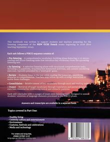 Workbook zur Vorbereitung auf die GCSE-Französischprüfungen ab 2026. PIRCO-Sequenz: Pre-listening, In-listening, Review.