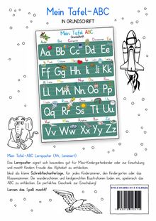 Mein Tafel-ABC, Grundschrift, Lernposter für Maxi-Kindergartenkinder. Enthält das Alphabet mit passenden Illustrationen.