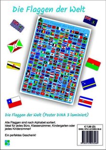 "Die Flaggen der Welt" - Poster mit alphabetisch sortierten Länderflaggen, ideal für Büro, Klassenzimmer, Kindergarten.