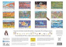 "Kannst du sie alle finden? In jedem Bild sind diese 20 Gegenstände, Tiere und Figuren versteckt."  
12 bunte Illustrationen zeigen verschiedene Szenen.