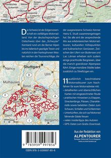 Ein Text beschreibt die Schweiz als vielfältiges Motorradland, mit Tourvorschlägen in allen Regionen. Eine Karte zeigt Routen.