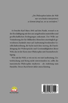 „Die Philosophen haben die Welt nur verschieden interpretiert; es kommt drauf an, sie zu verändern.“ Unten ein Logo: Buch mit Sonne. ISBN: 978-3-942876-12-4.