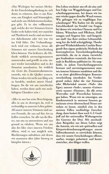 Texte beschreiben eine Methode der Entscheidungsfindung. Unten ein stilisiertes Logo einer Flamme über Wasser.