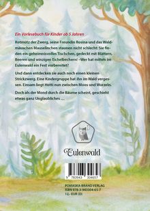 Text: Ein Vorlesebuch für Kinder ab 5 Jahren. Logo: Ein Eulenbild. Hintergrund: Waldillustration mit Bäumen.