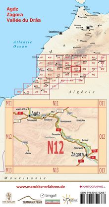 Www. Marokko-Erfahren. de: N12: Agdz . Zagora . Vallée du Drâa . 1:120.000, Karten