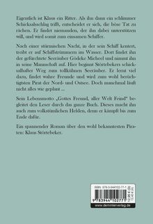 Text beschreibt einen Roman über Klaus Störtebeker, einen Ritter, der Pirat wird. Enthält Störtebekers Weg und Motto.