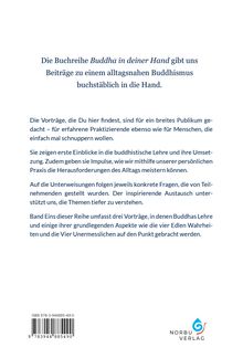 ISBN 978-3-944885-49-0. Logo von Norbu Verlag unten rechts. Text beschreibt buddhistische Vortragsreihe.