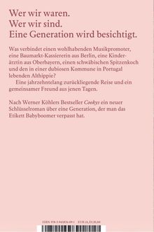 Text über Generationserfahrungen und Verbindungen verschiedener Menschen. ISBN und Preis unten. Hintergrund rosa.