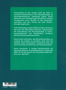 Grüner Hintergrund mit Text zur Psychotherapie in Deutschland, fokussiert auf Berichterstellung und Psychodynamik.