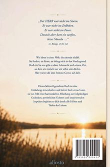 Zitat aus 1. Könige 19,11-12 über Gott, gefolgt von einem Text über eine Einladung zur inneren Einkehr durch ein Buch.