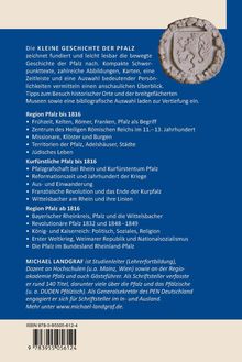 Text über die Geschichte der Pfalz mit Themen und Perioden. Rechts ist ein geprägtes Wappen abgebildet.