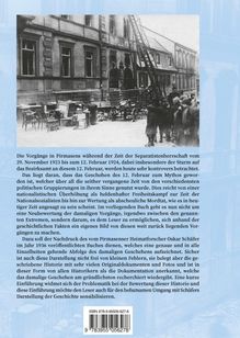 Texte über die Ereignisse in Pirmasens 1923-1924 und deren verschiedene historische Sichtweisen. Schwarzweiß-Foto mit alten Gebäuden.