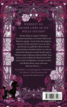 "WÜrdest du deiner Liebe in die Hölle folgen?" steht über floral verziertem violettem Hintergrund mit Pudel-Silhouette.