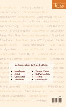 Logo: Jenior Verlag & Kunst. Text: "Stadtspaziergänge durch die Stadtteile". Stadtteile werden aufgelistet. Preis: 14,50 €.