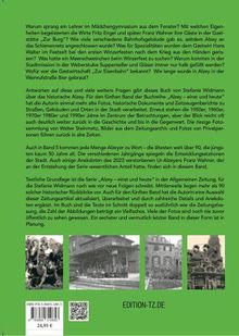 Das Cover beschreibt ein Buch über historische Geschichten und Personen aus Alzey. Unten sind drei alte Fotos und eine URL.