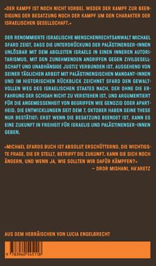 „Der Kampf ist noch nicht vorbei...“ Zitate über israelische Gesellschaft. Buchgestaltung: Text in Orange und Blau auf dunklem Hintergrund.