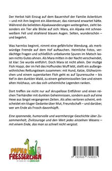 Ein Abenteuer auf dem Bauernhof mit der entführten Alpaka Mara. Lustiges Rettungsteam sucht im Wald nach ihrer Rettung. Logo: Ein grüner Drache.