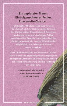 Ein rosa Hintergrund mit weißem Text über einen gescheiterten Traum und eine zweite Chance; ein halbes Blatt sichtbar unten.