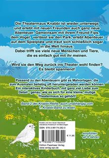 Text über die Abenteuer der Theatermaus Knabbi, geeignet ab 4 Jahren, mit interaktivem Kinderbuch und Malvorlagen.