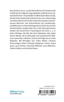 Das Jahrbuch 2023/24 der Oskar Maria Graf-Gesellschaft behandelt Frauenbilder im Werk Grafs. Allitera Verlag und ISBN Angaben.