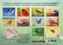 16 Postkarten mit Motiven von Loes Botman, aus dem Buch: "Von den Wiesentieren". Verschiedene Tierillustrationen.