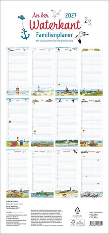 "An der Waterkant 2027 Familienplaner. Mit Illustrationen von Margret Bernard." Kalender mit maritimen Illustrationen.