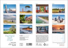 „Fischland Darß Zingst Planer 2027“ steht links, dazu Monatsbilder von Januar bis Dezember, illustrieren verschiedene Landschaften.