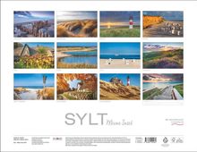 Unter den Monatsnamen Januar bis Dezember sind Landschaftsfotos der Insel Sylt. Unten steht: "SYLT Meine Insel".