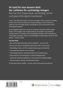 Titel: "Ihr Geld für eine bessere Welt: Der Leitfaden für nachhaltige Anlagen". Es handelt sich um ein Buchcover.