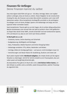 „Finanzen für Anfänger: Deine Finanzen kannst du selbst.“ Ein Buchcover mit Text zu Finanzthemen und praktischen Übungen.