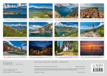Kalenderbilder zeigen verschiedene Szenen am Gardasee. Darunter Landschaften, Städte und Gewässer. Preis: 16,50 €.
