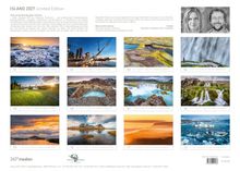 ISLAND 2027 Limited Edition. Fotos von Landschaften, Wasserfällen und Gletschern. Kontaktinfos und Foto der Autoren oben.