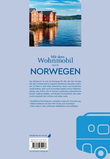 "Mit dem Wohnmobil durch NORWEGEN" steht über einem Bild von roten Häusern am Wasser bei klarblauem Himmel.
