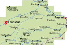 ADFC-Regionalkarte Niederbayern, 1:75.000, mit Tagestourenvorschlägen, reiß- und wetterfest, E-Bike-geeignet, GPS-Tracks Download, Karten