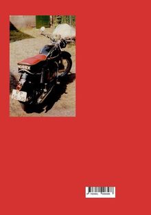 Text "HOREX" auf rotem Motorradsitz, Nummernschild "RP 56-35". Aufnahme eines klassischen Motorrads in einem Hof.
