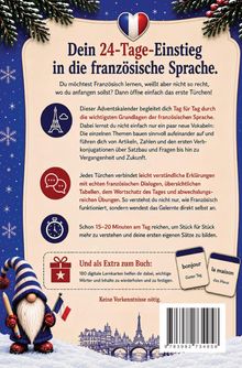 Adventskalender zur Einführung in Französisch, mit täglichen Übungen. Illustration eines Wichtels mit Flagge. Keine Vorkenntnisse nötig.