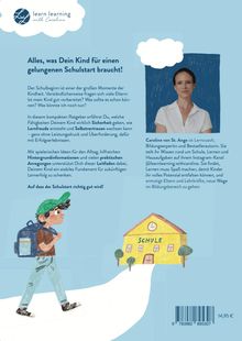 Texte: Alles, was Dein Kind für einen gelungenen Schulstart braucht! Illustration: Kind mit Rucksack geht zur Schule.