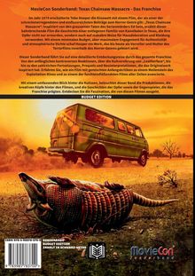 "MovieCon Sonderband: Texas Chainsaw Massacre - Das Franchise. Gelber Himmel, grünes Auto, liegendes Gürteltier im Vordergrund."