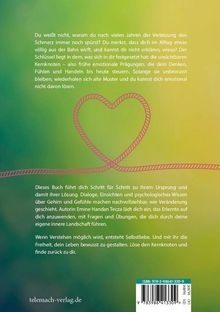 Texte beschreiben emotionale Prägungen und Lösungen; Herz aus Seil und Hintergrund in Grün- und Gelbtönen.