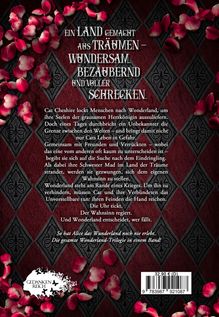 Ein Land gemacht aus Träumen – wundersam, bezaubernd und voller Schrecken. Hintergrund: rote Rosenblätter.
