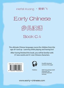 Buchcover mit Texten: Early Chinese, 少儿汉语, Book C 4. ISBN, www.early-chinese.com. Texte zur Sprachlernapp für Kinder.