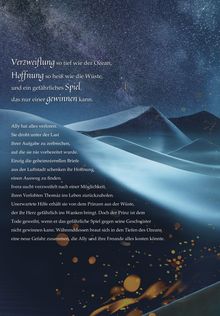 Verzweiflung tief wie der Ozean, Hoffnung heiß wie die Wüste, Spiel, das nur einer gewinnen kann. Wüstenlandschaft bei Nacht.