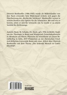 Texte über Dietrich Bonhoeffer, Widerstand gegen Nazis, Autorin Beate M. Schutte, Promotion über Bonhoeffer. Beige Hintergrund.