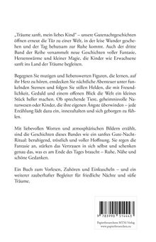 Text beschreibt ein Buch mit Gutenachtgeschichten, die Fantasie fördern, Vertrauen stärken und zum Kuscheln einladen.