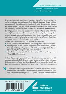 FORUM MUSIKPÄDAGOGIK Band 94. Details zur Alexander-Technik beim Klavierspielen und Integration mit Zen. ISBN 978-3-95786-275-4.